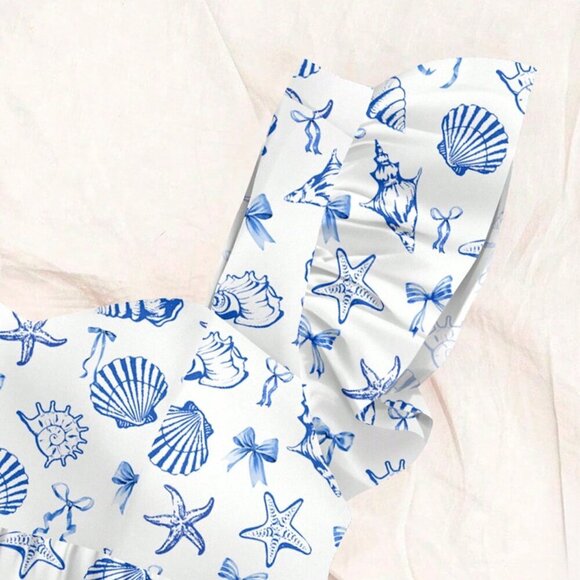 Boho Women's Casual Vacation Style Shell & Ocean print top - Picture 7 of 7